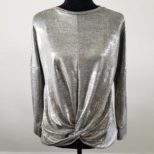 B2G1 Fourteenth Place Metallic Twisted Hem Blouse